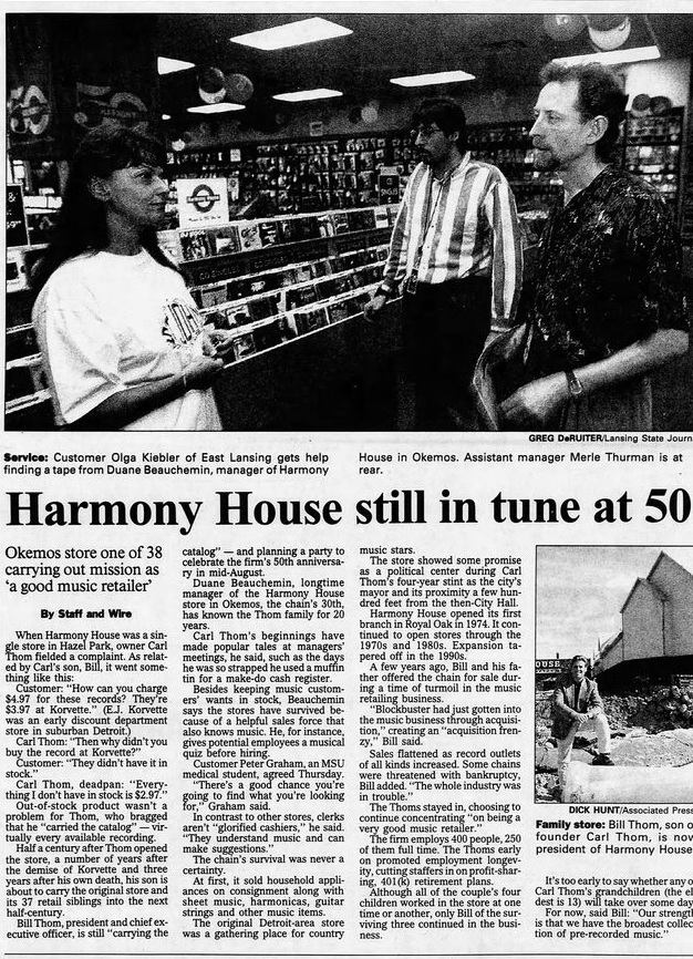 Harmony House Records and Tapes - Jul 25 1997 Article With Diff Photos